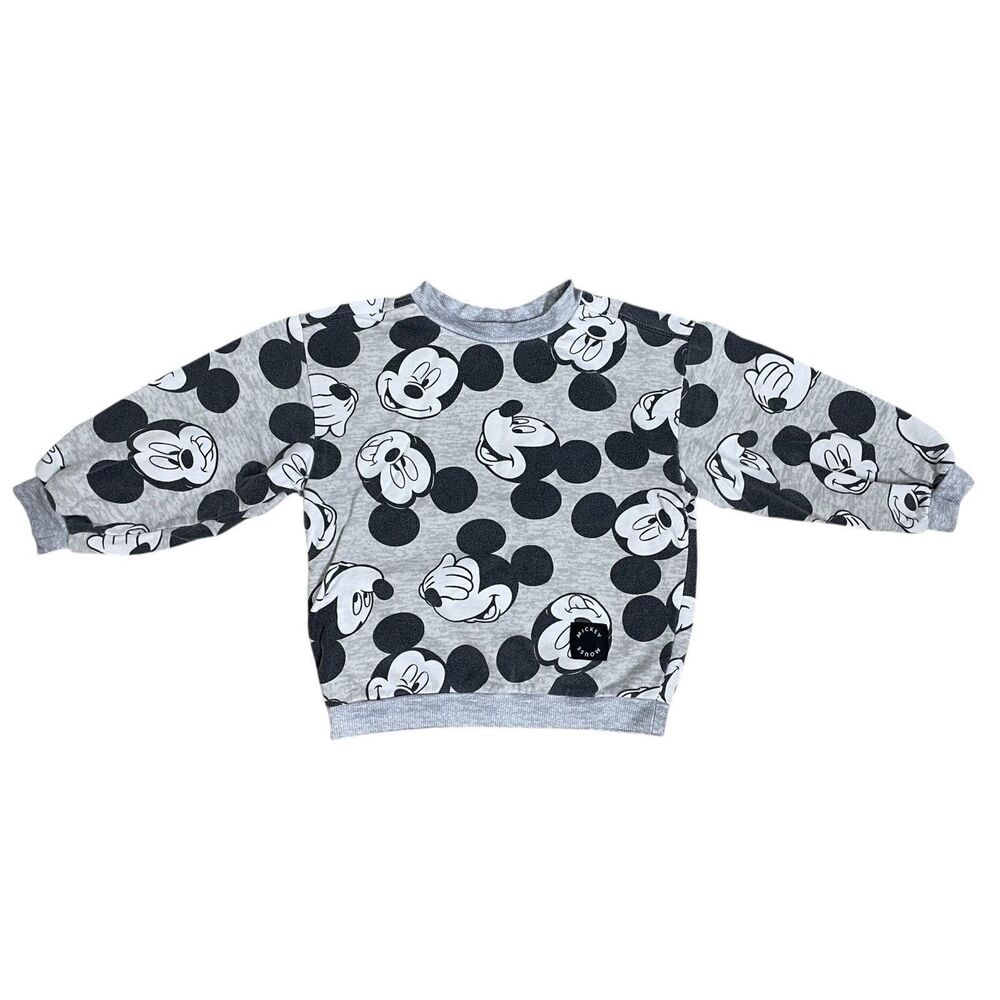 Disney Mickey Mouse Kids Sweatshirt Gray Graphic Crewneck Size 5